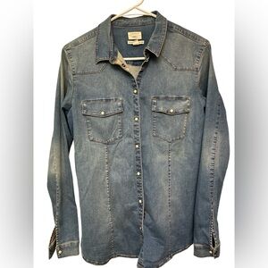 Vintage Esprit fitted faded long sleeve denim shirt